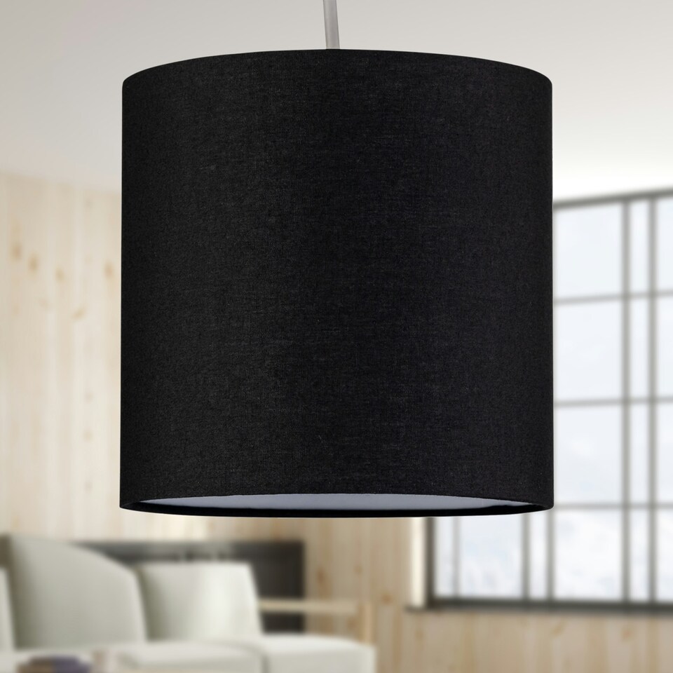 image 1 of Set of 2 Black Textured Cotton 17cm Table Lamp Shades Black