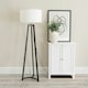 image 2 of ValueLights Lottie Black Wood Tripod Floor Lamp with White Fabric Drum Shade | White