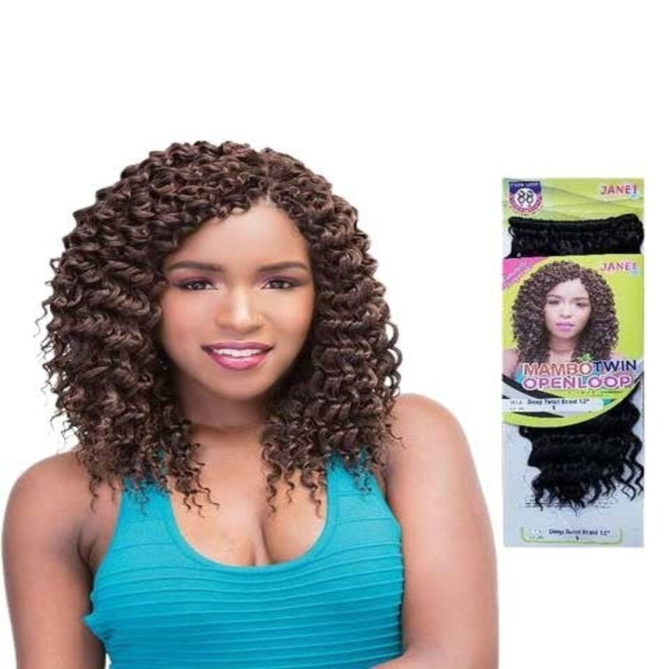 Janet Collection Janet Syn Mambo Openloop Deep Twist Braid Multi | OET1B/BURG | 12 inch