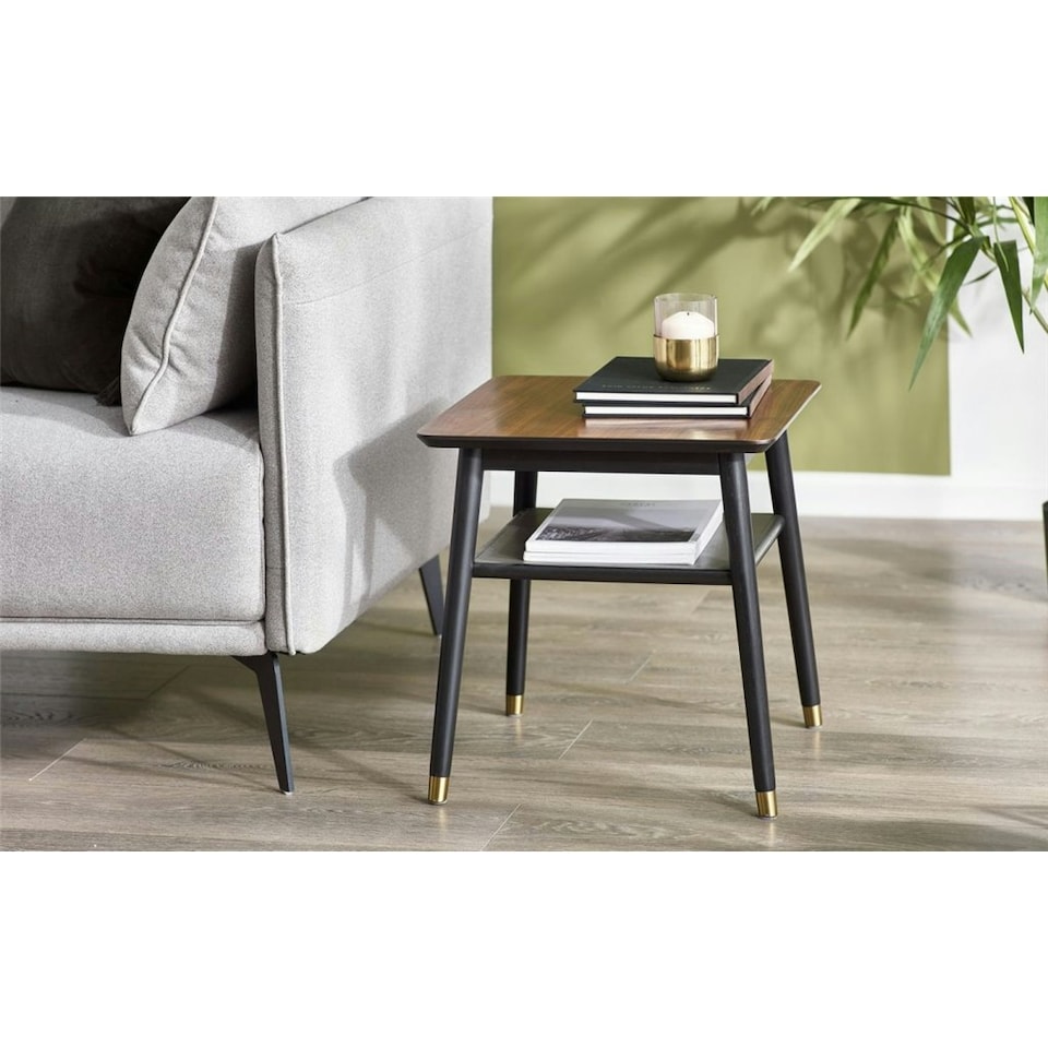 image 1 of Stylish Walnut and Black Lamp Table Black