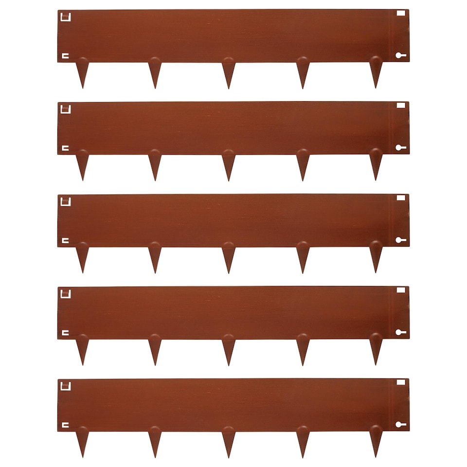 image 1 of Harbour Housewares 5pc Steel Lawn Edging Set - 5m x 16cm - Rust