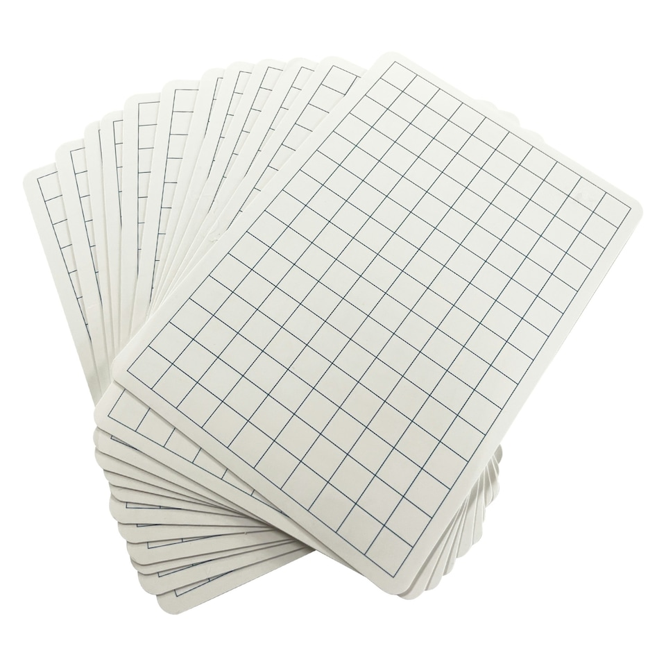 image 1 of Pack of 12 Square Grid A4 Drywipe Whiteboards