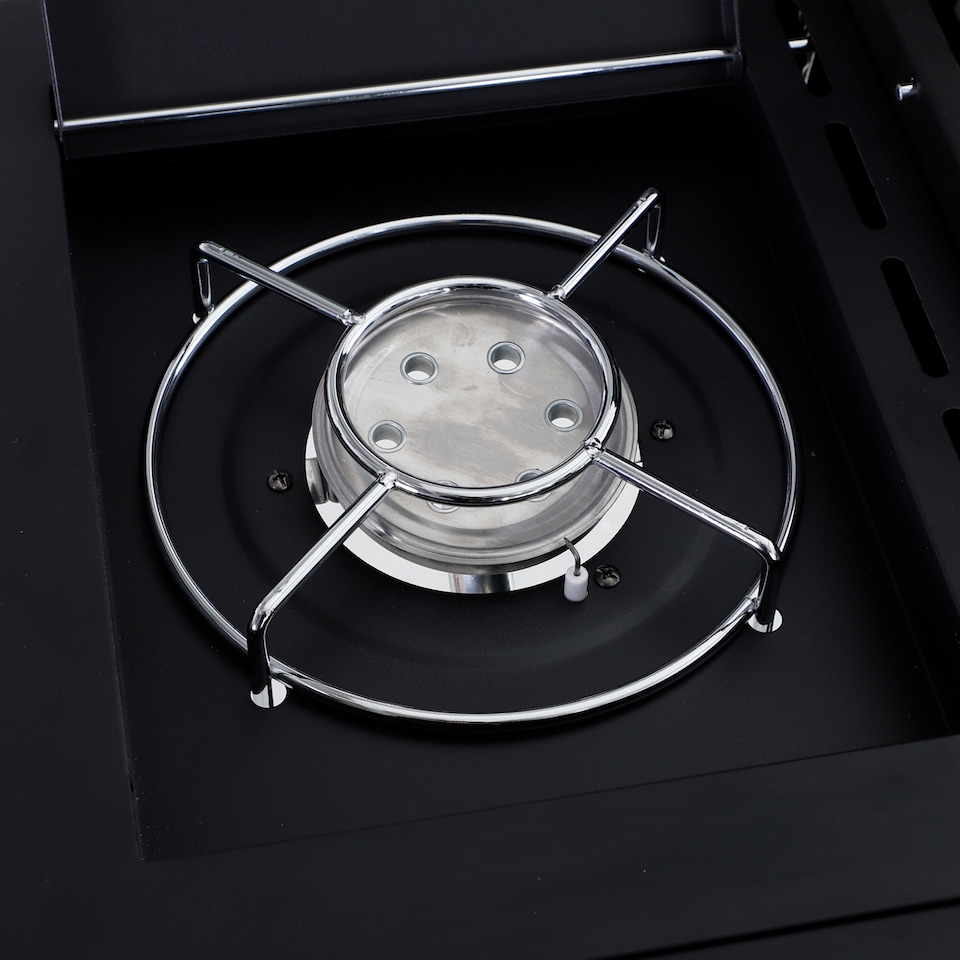 image 1 of Outsunny Gas BBQ Grill 4 + 1 Stainless Steel Burner Garden Barbecue Cooker | Black | Black | One Size