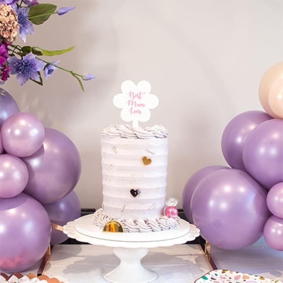 image 1 of Best Mum Ever Flower Shaped Pick Acrylic Cake Topper