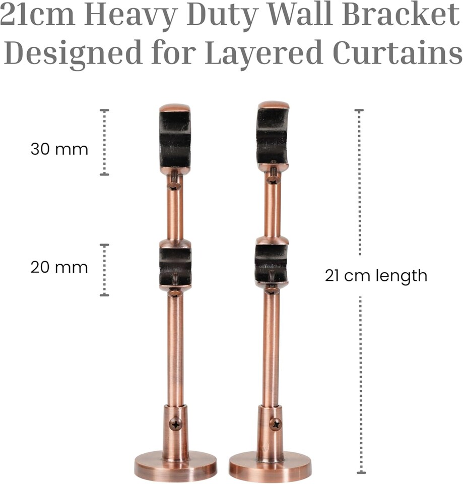 image 1 of Lister Cartwright Double Curtain Extendable Pole Set with Antique Copper Ball Finials- 19mm & 28mm Metal Poles(120- 320 cm)