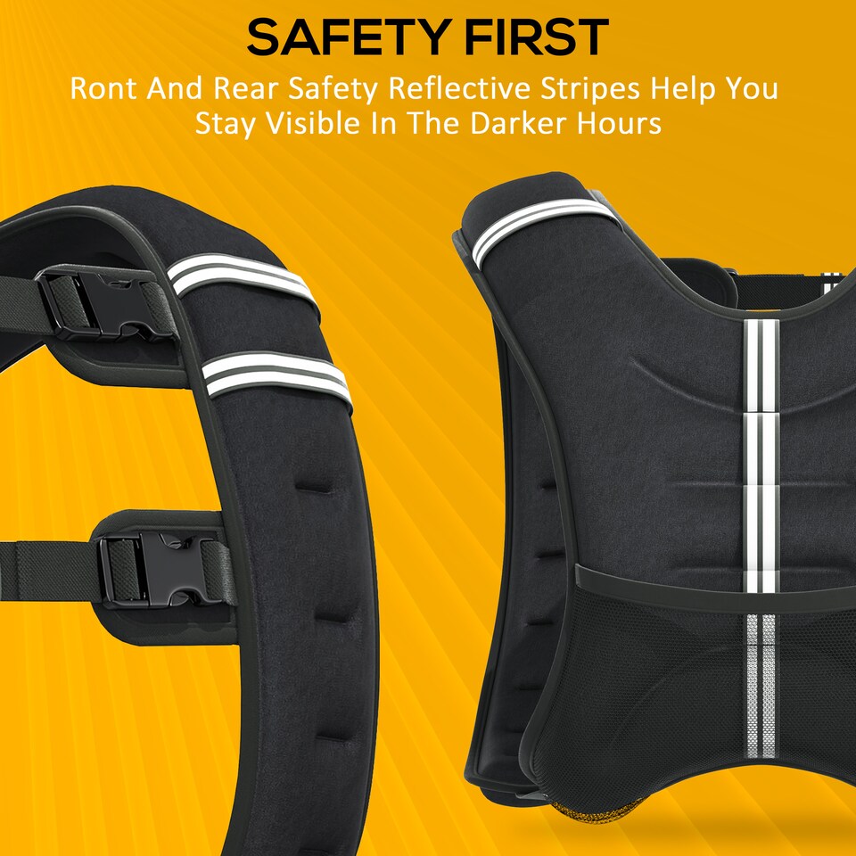 image 1 of HOMCOM 10KG Weighted Vest with Adjustable Straps, Pocket, Reflective Strips | Black