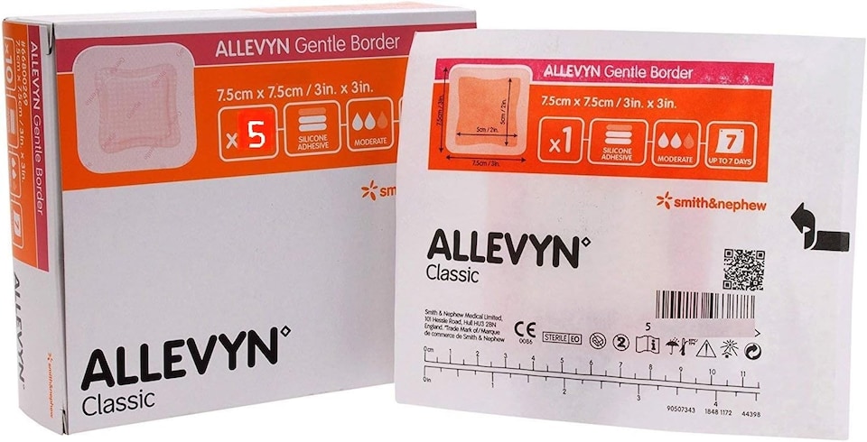 image 1 of Allevyn Gentle Border 7.5cm x 7.5cm Box of 10
