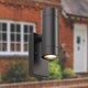 image 3 of Set of 2 Blaze - Black Outdoor Up Down Photocell Sensor Wall Lights | Black | Clear | 2