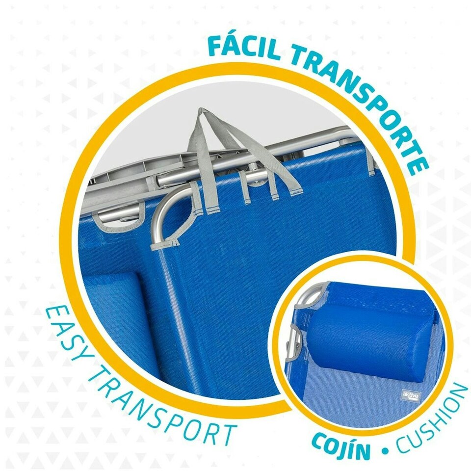 image 1 of Beach Chair Aktive Foldable Blue 48 x 90 x 60 cm (2 Units) N/A