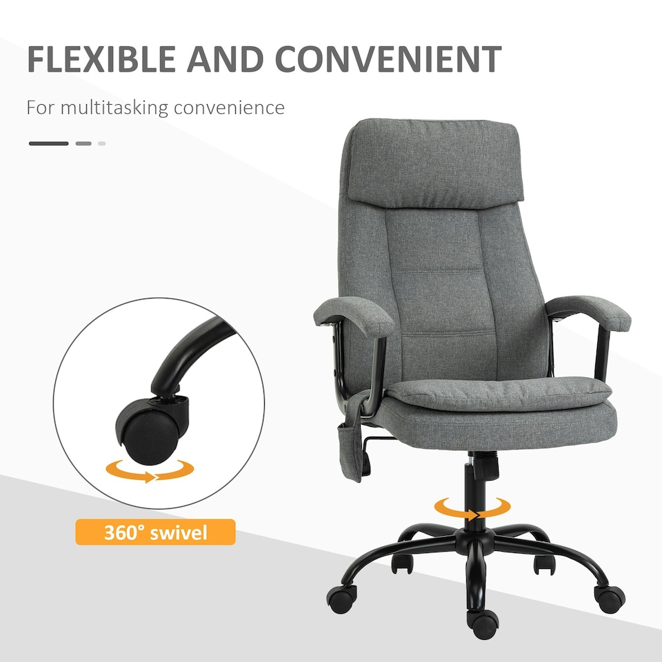 image 1 of Vinsetto Massage Office Chair Linen Computer Chair with Adjustable Height Grey