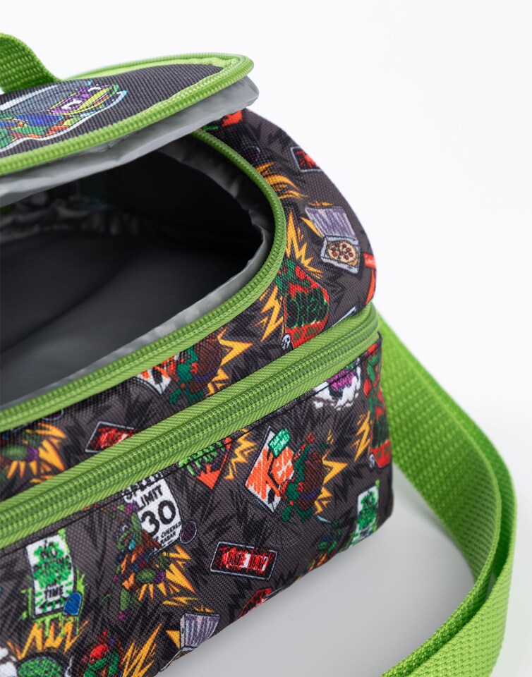 image 1 of Teenage Mutant Ninja Turtles Green Lunch Bag, Lunch Box & Bottle Set | TMNT Character School Lunch Carrier | Zip-Up Design with Easy-Carry Handle | Cowabunga Cartoon Theme for Boys | Turtles Merch