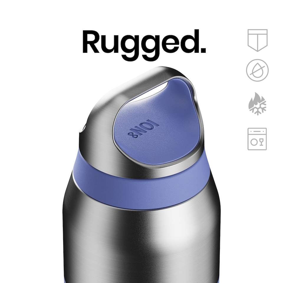 image 1 of ION8 ROAM Insulated Steel Water Bottle, Rubberised, 655ml / 22oz