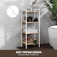 image 6 of HOMCOM 4-Tier Bamboo Bathroom Storage Shelf, Freestanding Shelving Unit with Adjustable Rack for Kitchen Bathroom Living Room, Natural and White