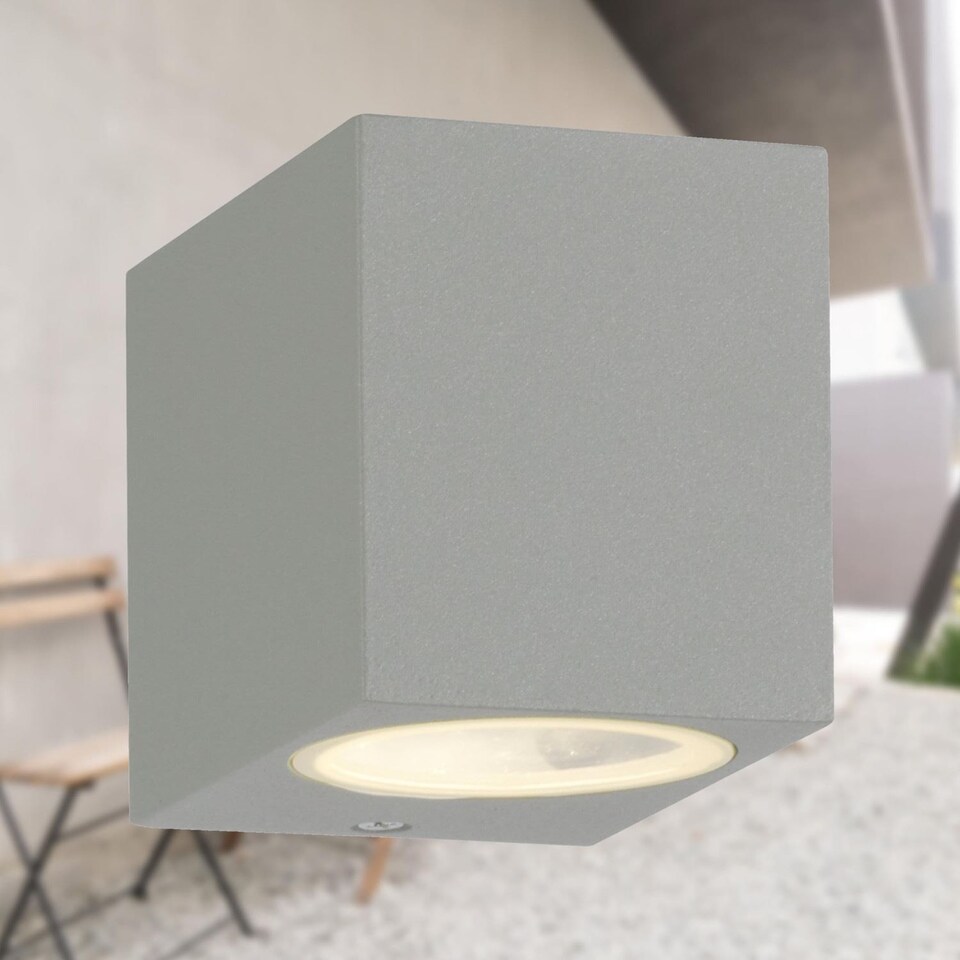 image 1 of Set of 6 Falmouth - Grey Downwards Outdoor IP44 Wall Light | Grey | Clear | 6