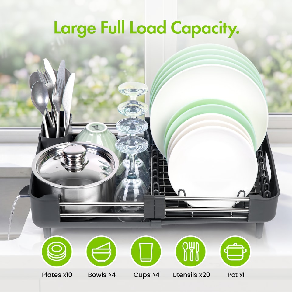 image 1 of Vonshef Dish Drainer Rack, Extendable Kitchen Draining Board