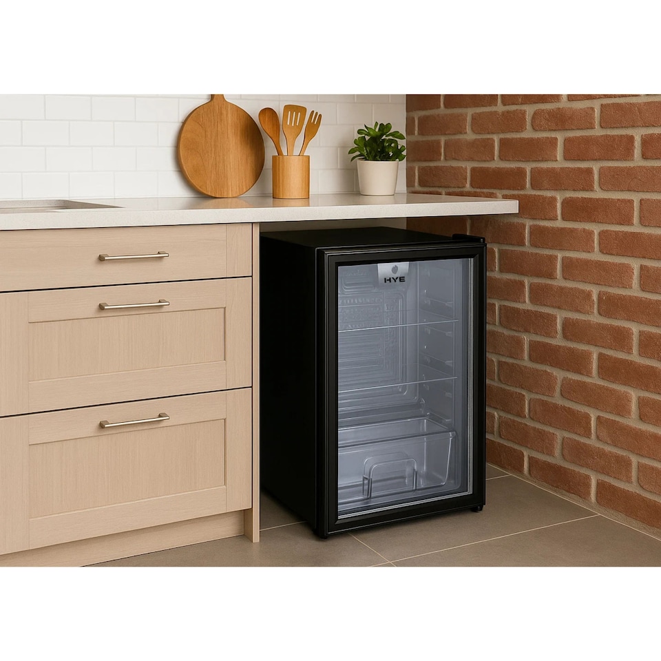 image 1 of HYE 93 Litre Under Counter Drinks Fridge 48cm Black - RF01DF92B23