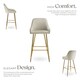 image 3 of Bar Stool Avane - with backrest, upholstered, velvet look | Cream | cream/gold | 57 x 48,50 x 108 cm | 2