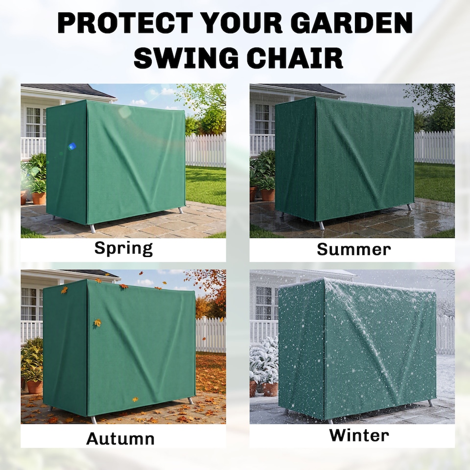 image 1 of Outsunny 3 Seater Garden Swing Cover, Windproof and Anti-UV, Green