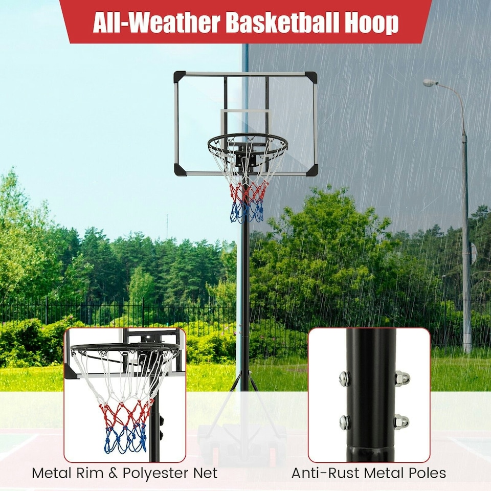 image 1 of COSTWAY Portable Basketball Hoop Backboard Basketball Black | Standard