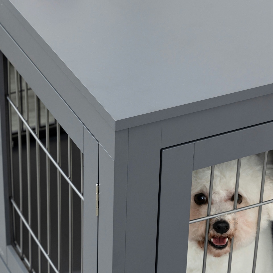image 1 of PawHut Furniture-Style Dog Crate w/ Two Lockable Doors, for Small & Medium Dogs