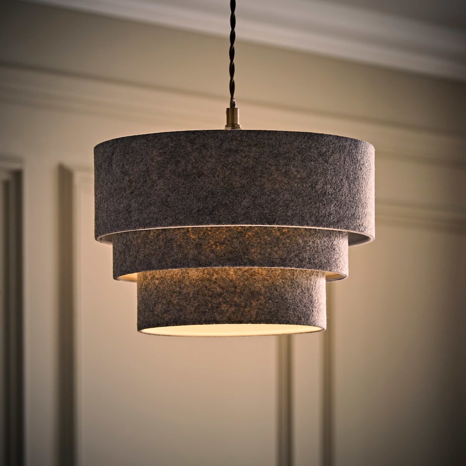 image 1 of ValueLights Aztec 3 Tier Grey Felt Ceiling Light Shade | Grey