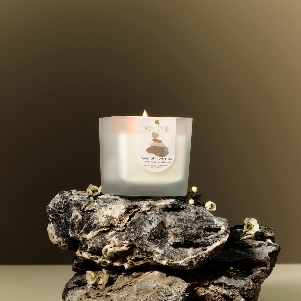 image 1 of Large Soy Wax Candle - Mindful Moments | White