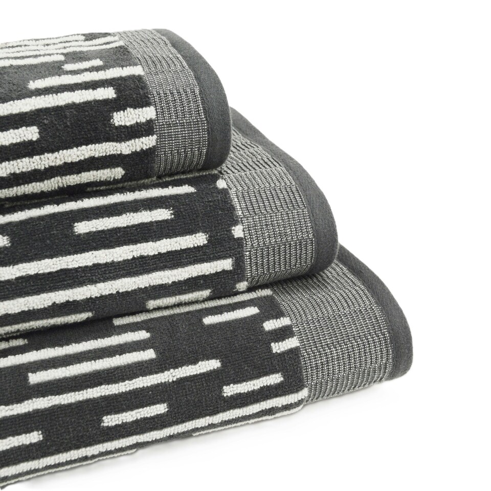 image 1 of Barcode Stripe Pop Up Zero Twist Towels Green | Bath towel
