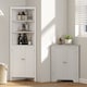 image 8 of kleankin Triangle Bathroom Cabinet, Corner Bathroom Storage Unit with Adjustable Shelf and Recessed Door, Free Standing, White