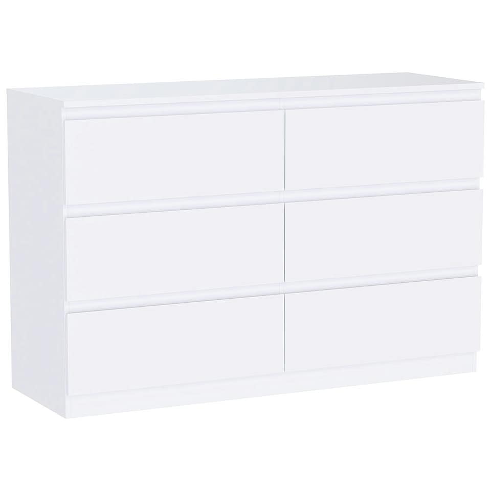 image 1 of Vida Designs Denver 6 Drawer Chest of Drawers Bedroom Storage, White