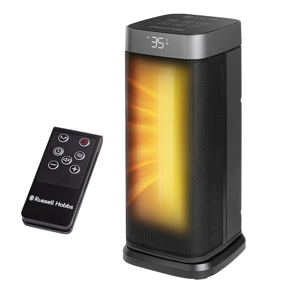 image 1 of Russell Hobbs RHCTH2002S Space Heater in Black & Silver Round 2000W Portable Electric Heater