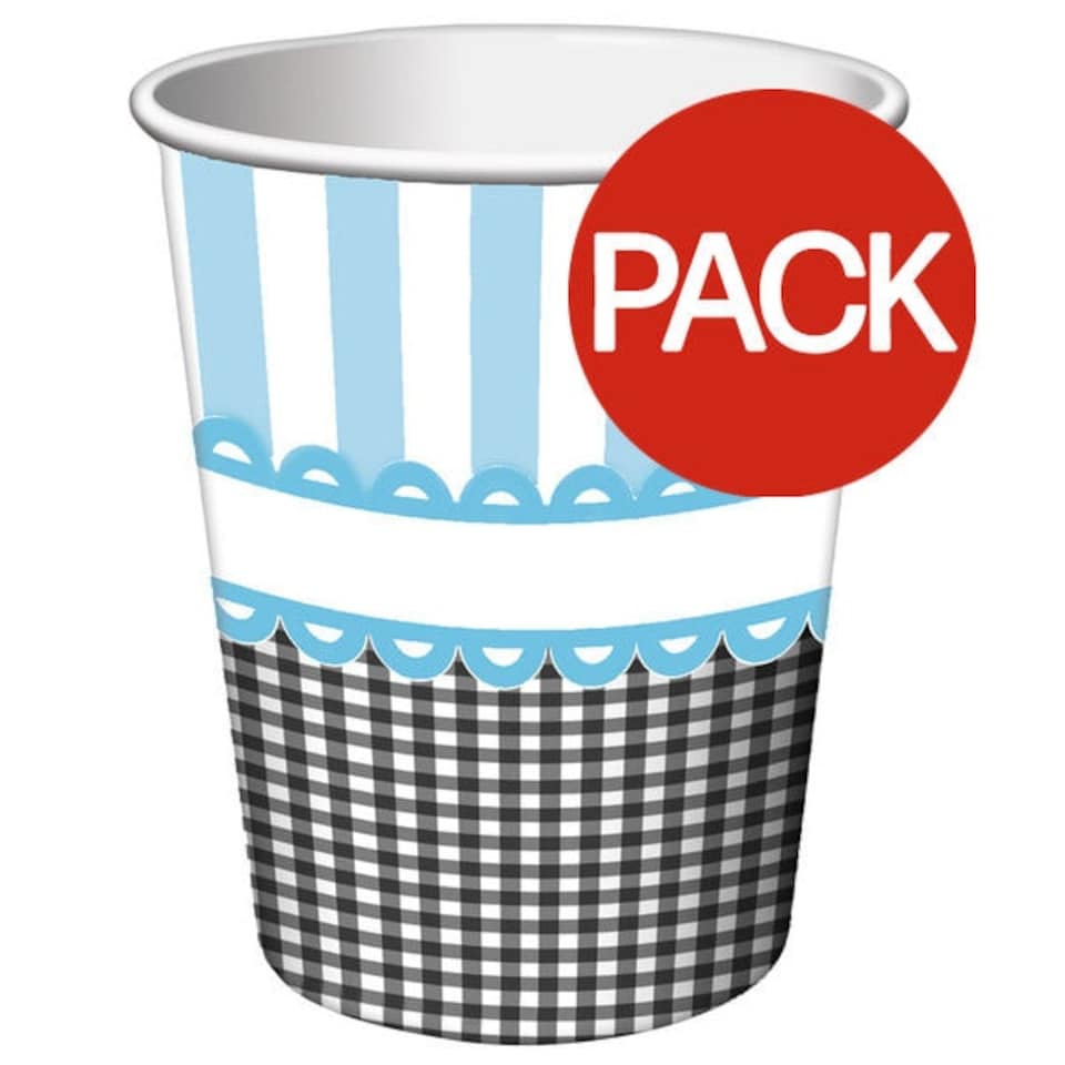 Creative Party Sweet Baby Feet Party Cup (Pack of 8) - Blue/White/Black - One Size
