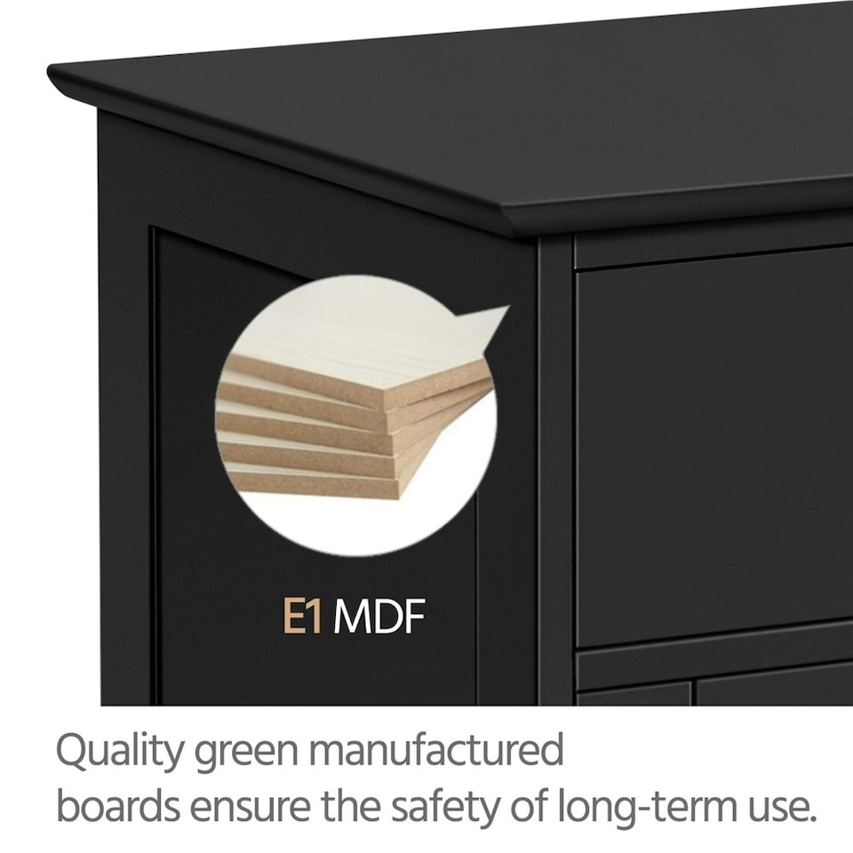 image 1 of Yaheetech Wooden Accent Table with Slatted Door Black