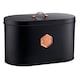 image 1 of Cooks Professional Bread Bin - Metal Food Storage Cannister with Nameplate | Black | Black & Copper