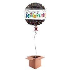Happy Retirement Round Foil Balloon - Inflated Balloon in a Box