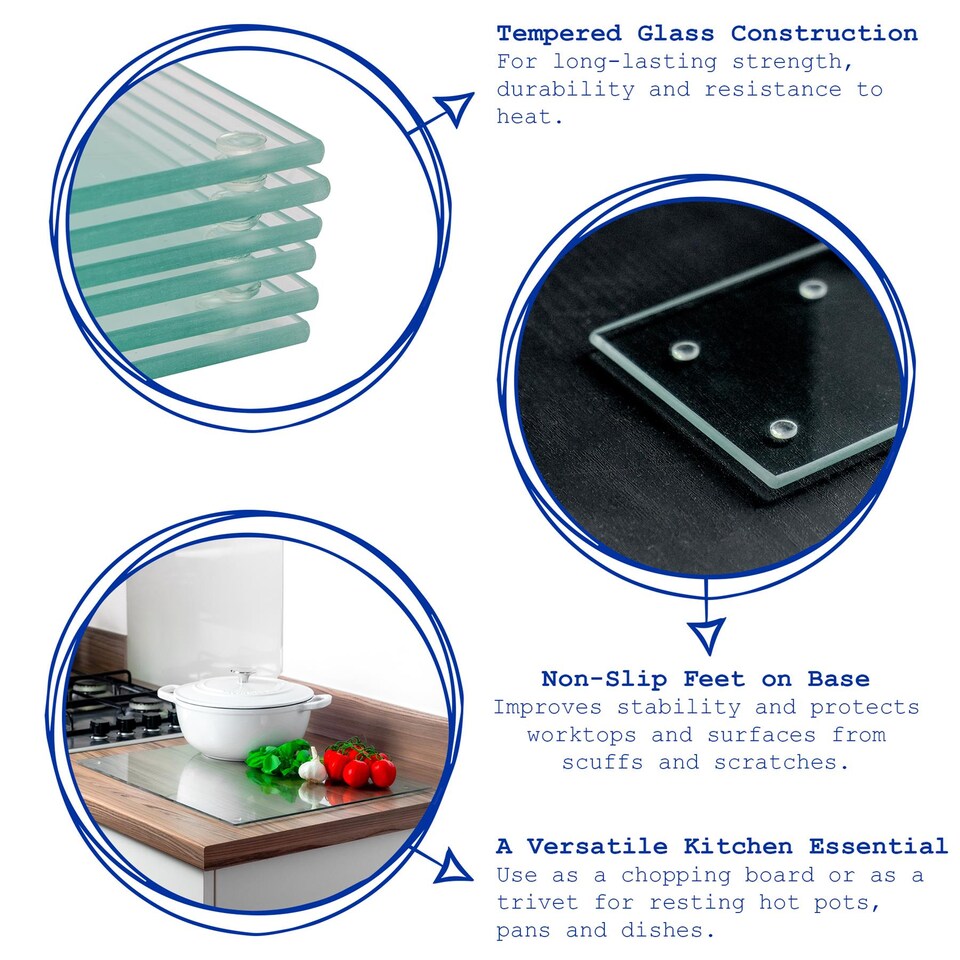 image 1 of Harbour Housewares Glass Kitchen Chopping Board - 40 x 30cm - Black | Black | Black