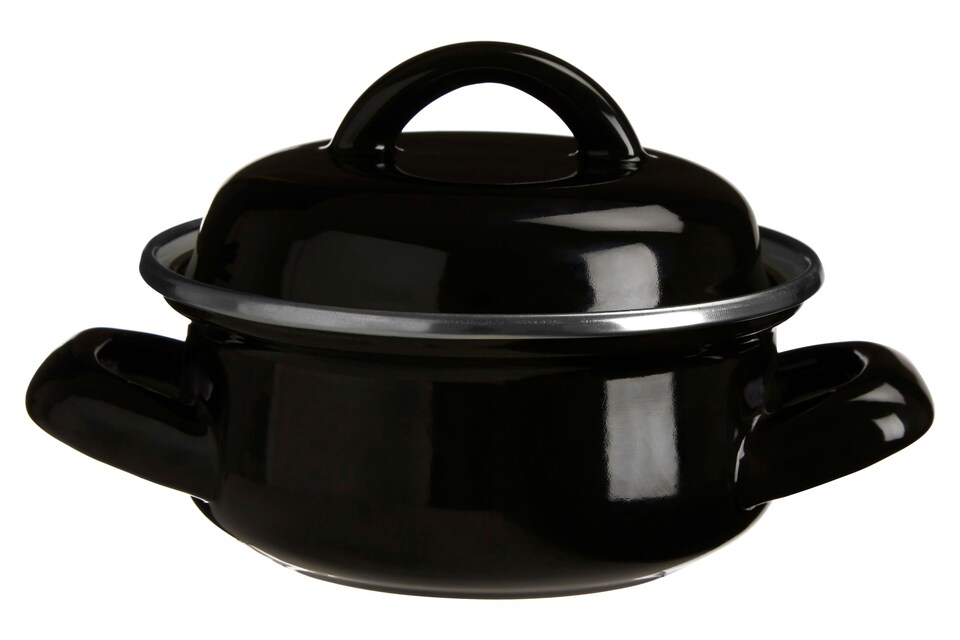 image 1 of Porter Black Enamel Mini Casserole Dish | Black