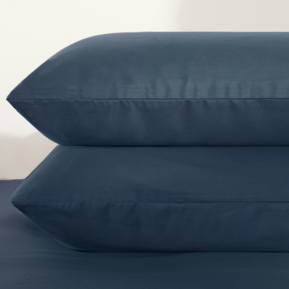 image 1 of OHS Plain Soft Microfibre Duvet Cover and Pillowcase Set, King - Denim Blue
