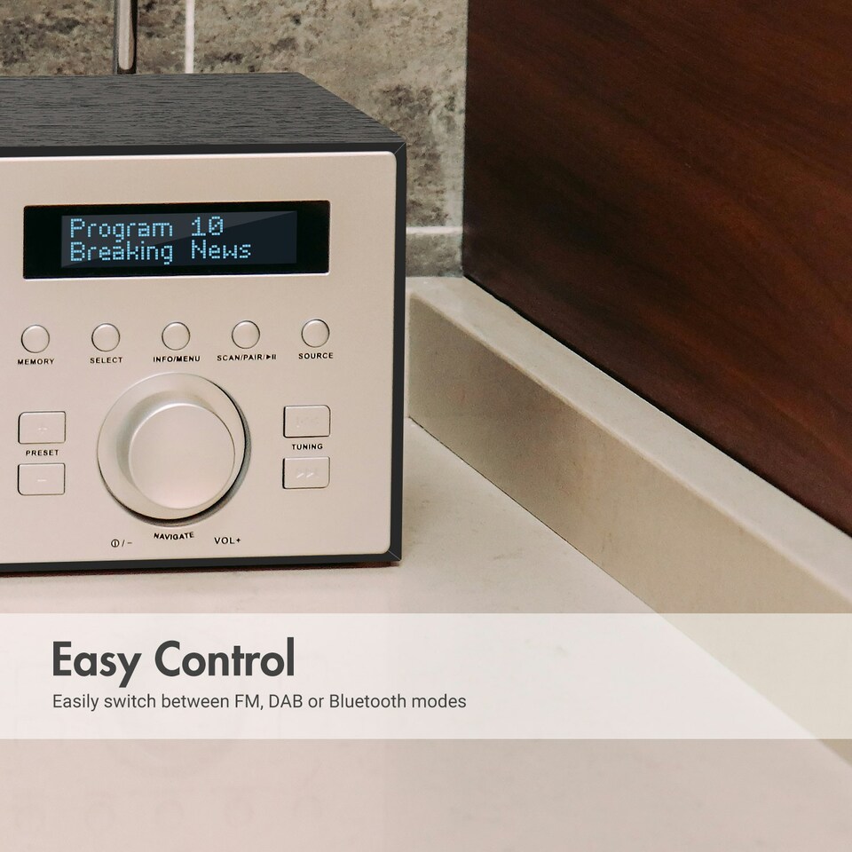 image 1 of DAB/DAB+/FM Radio Dual Mode Alarm Clock Bluetooth Speaker - August MB420B