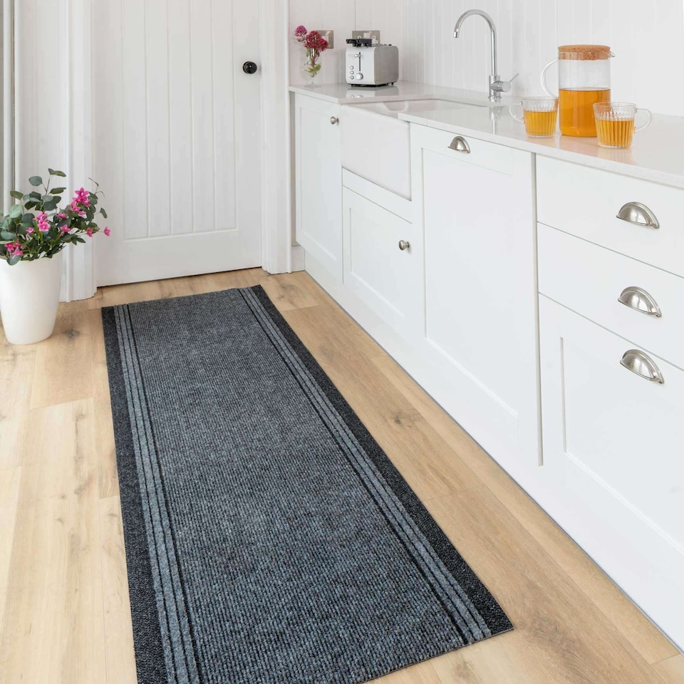 image 1 of kukoon 3ft - 39ft Long Dark Grey Hallway Runner Rug Stair Carpet Mat 80cm x 914cm