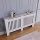 image 4 of Vida Designs Chelsea Radiator Cover Painted MDF Slatted Cabinet, White, 152cm