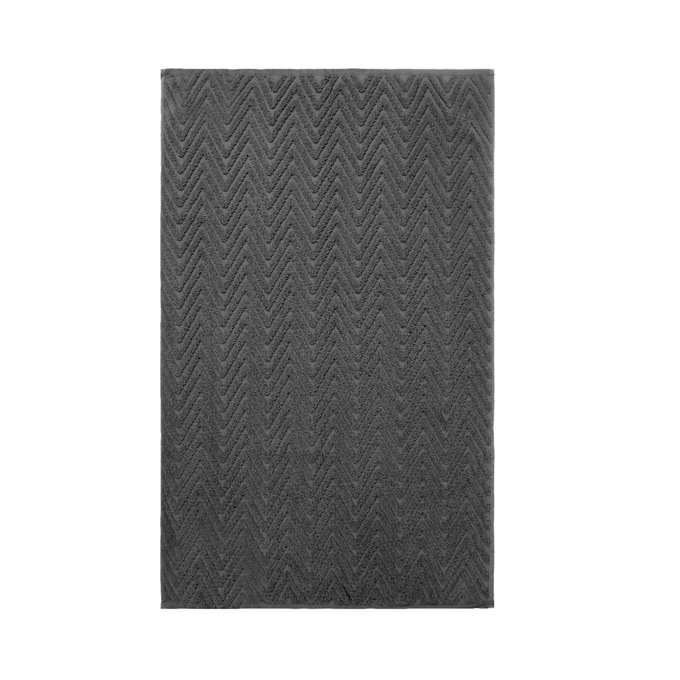 image 1 of OHS Jacquard Chevron Geo Textured 100% Cotton 500GSM Absorbent Hand Towel, 50x80cm - Charcoal
