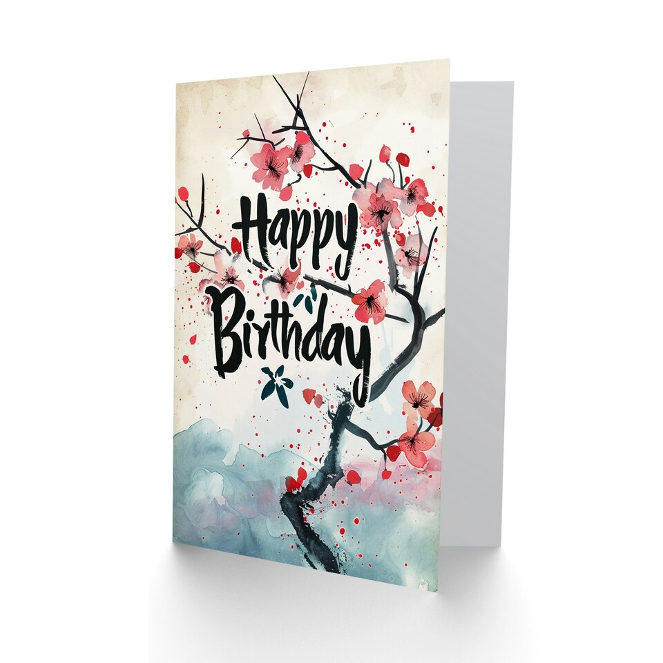image 1 of Watercolour Cry Blossom Flower Tree Woman Her Birthday Card
