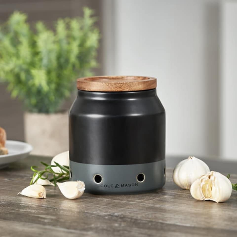 image 1 of Cole & Mason Elmdon Ceramic Garlic Keeper Black