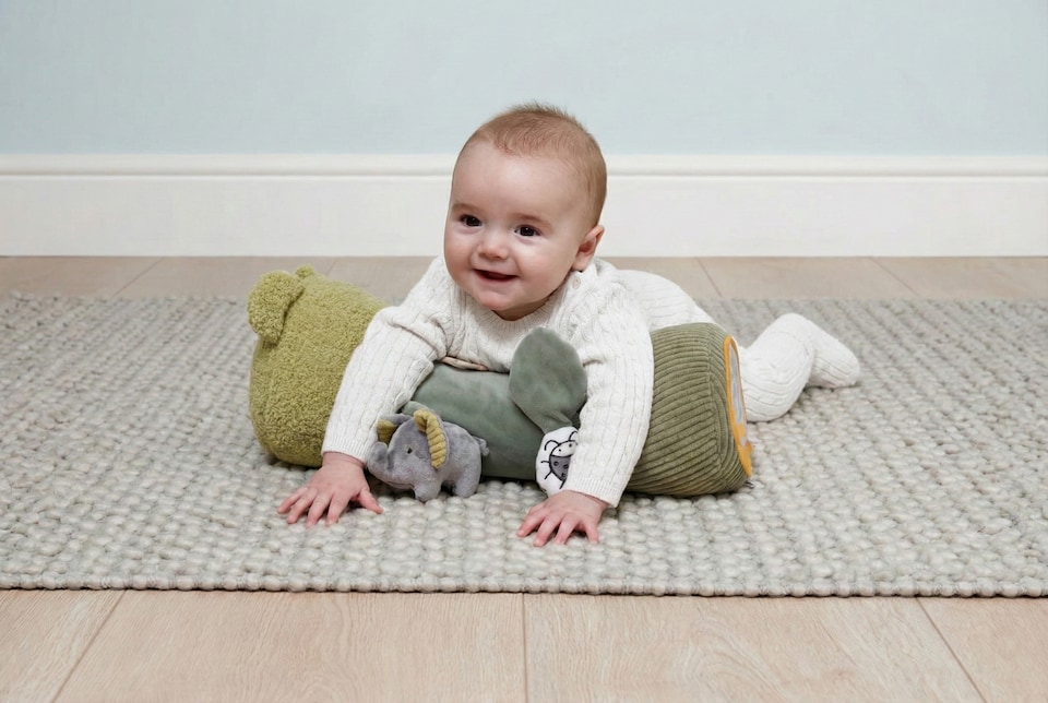 image 1 of MiniDream Tummy Time Roller - Jungle Green