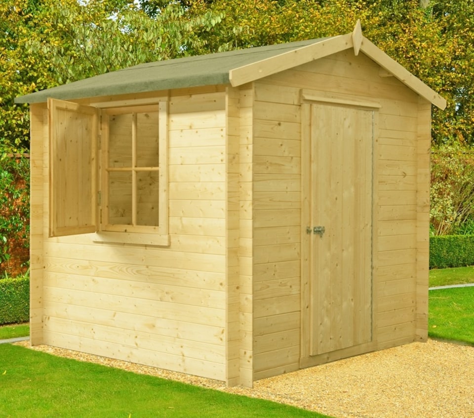 image 1 of Camelot Log Cabin Home Office Garden Room Approx 7 x 7 Feet | Brown