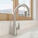 image 9 of Balterley Situla Kitchen Mono Mixer Tap with Single Lever Handle, Curved Swivel Spout | Silver | Brushed Nickel | 1