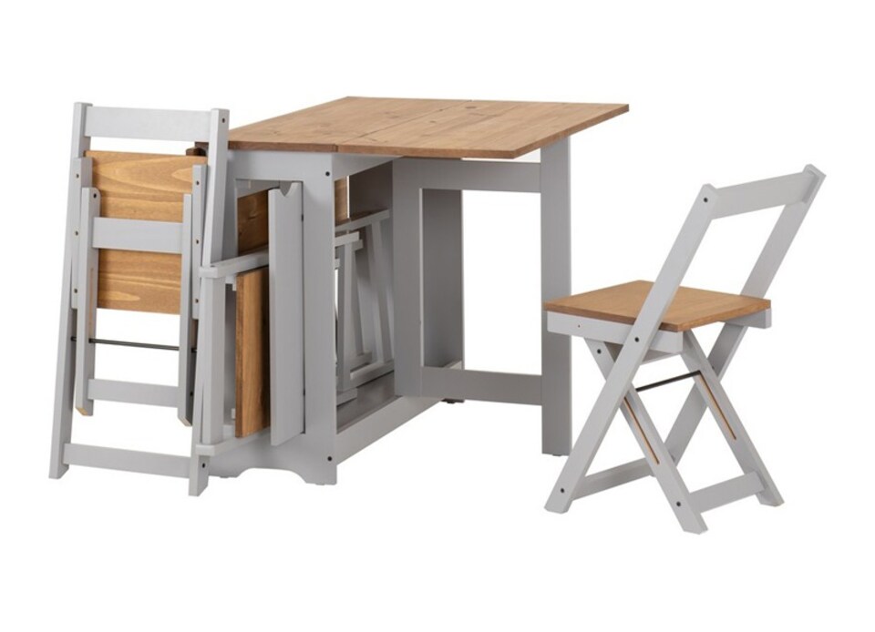 image 1 of Santos Butterfly Dining Set - Slate Grey - Distressed Waxed Pine | Grey | 5