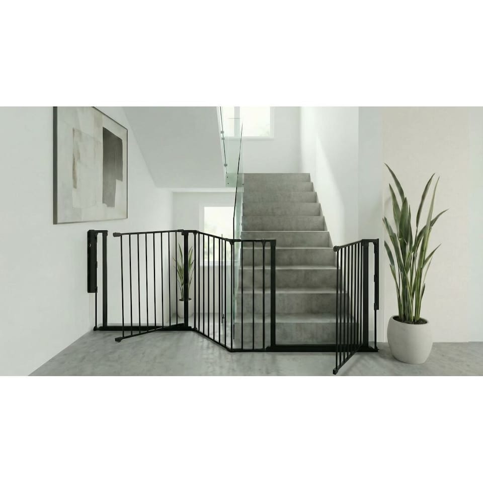 image 1 of Safetots Two Door Multi Panel Solution for Up and Down Staircases, Black, 187cm of length, includes 2 Door Opening Panels