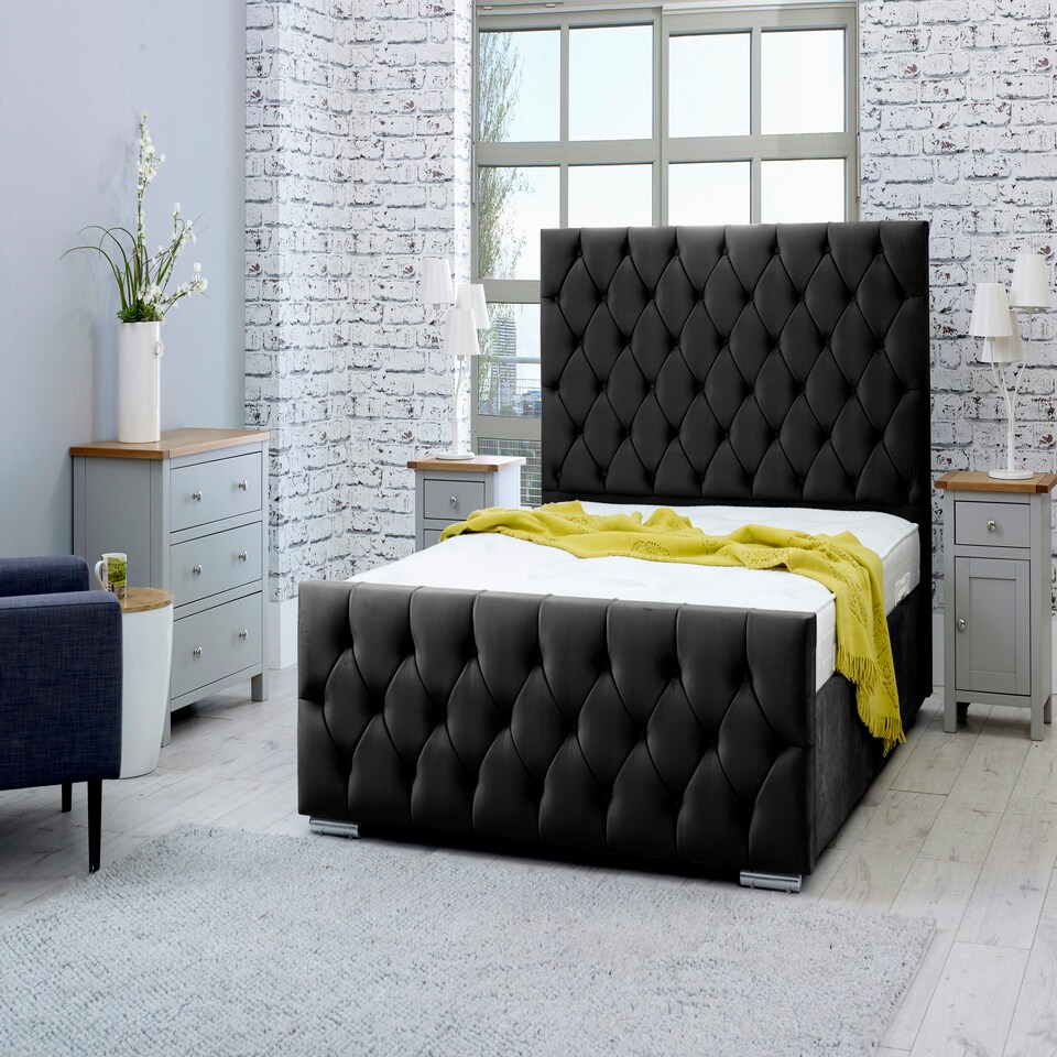 Macono Plush Double Bed Frame - Black