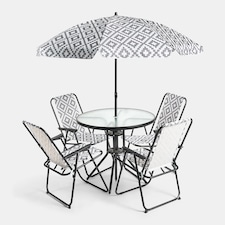 OHS 6 Piece Patio Set Outdoor Table Chairs Parasol Garden Furniture